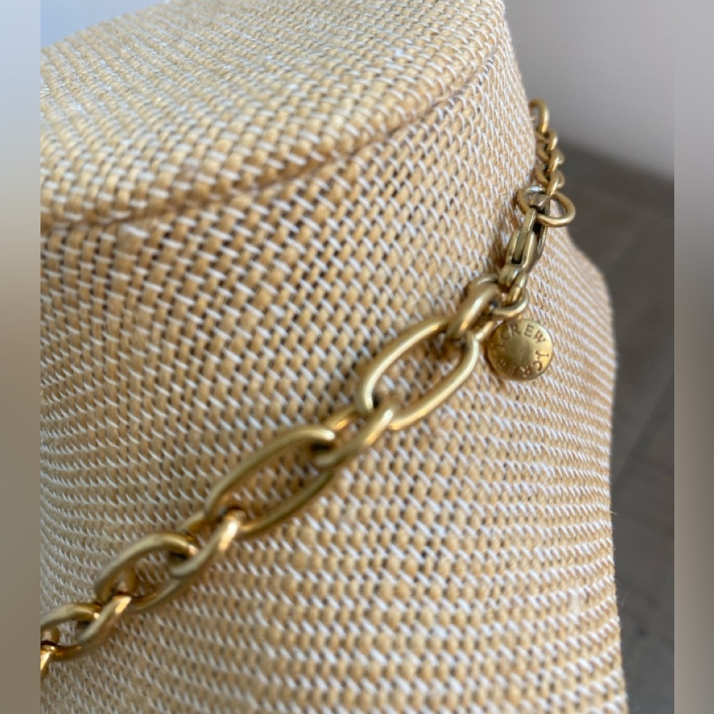 J. Crew Tortoise Shell Acrylic Link Loops Gold Tone Chain Statement Necklace 18” - Picture 6 of 10